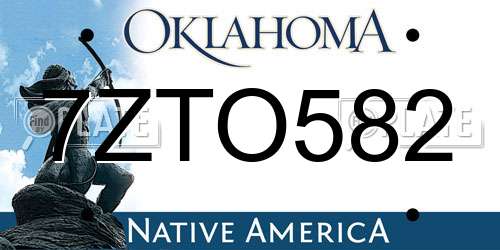 7ZTO582 Oklahoma License Plate