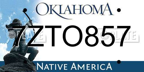 7ZTO857 Oklahoma License Plate