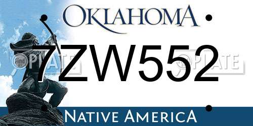 7ZW552 Oklahoma License Plate