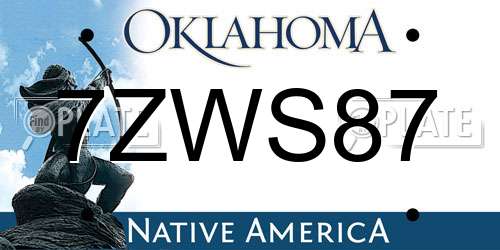 7ZWS87 Oklahoma License Plate