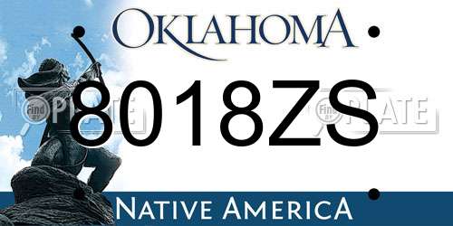 8018ZS Oklahoma License Plate