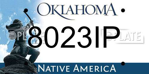 8023IP Oklahoma License Plate