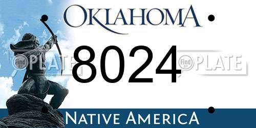 8024 Oklahoma License Plate