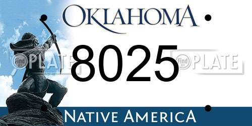 8025 Oklahoma License Plate
