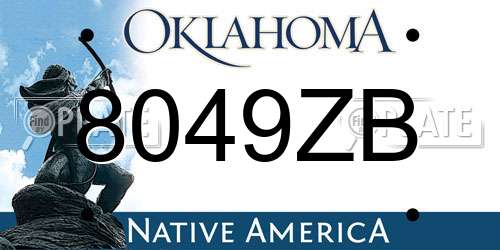 8049ZB Oklahoma License Plate