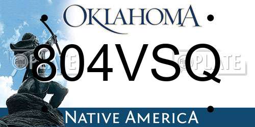 804VSQ Oklahoma License Plate