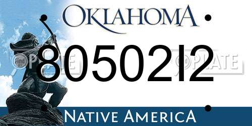 80502I2 Oklahoma License Plate