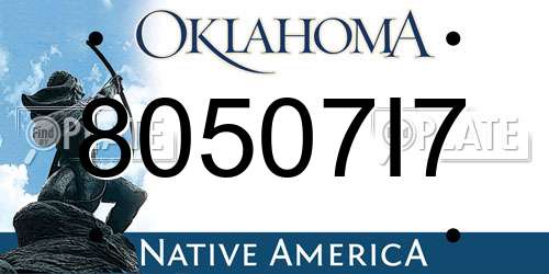 80507I7 Oklahoma License Plate