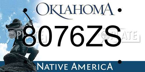 8076ZS Oklahoma License Plate
