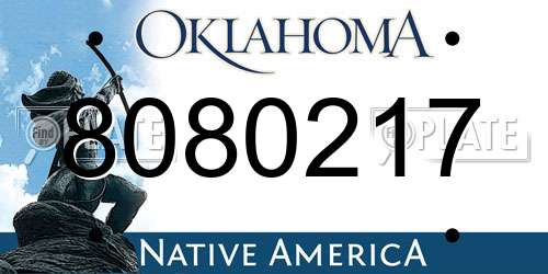 8080217 Oklahoma License Plate