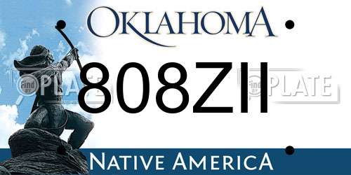 808ZII Oklahoma License Plate