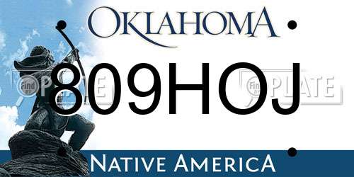 809HOJ Oklahoma License Plate