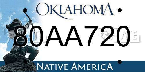 80AA720 Oklahoma License Plate