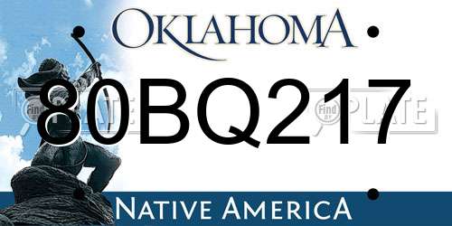 80BQ217 Oklahoma License Plate