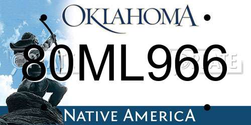 80ML966 Oklahoma License Plate