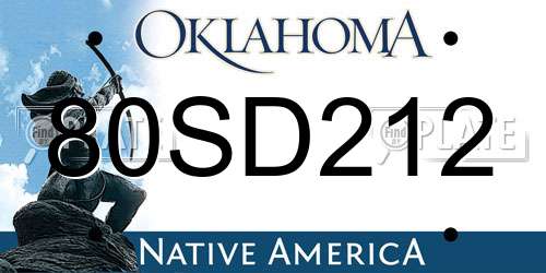 80SD212 Oklahoma License Plate