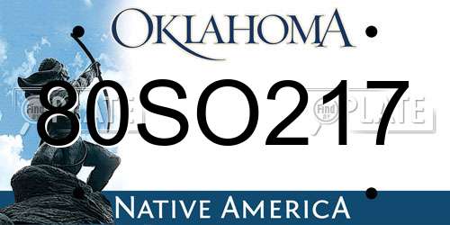 80SO217 Oklahoma License Plate