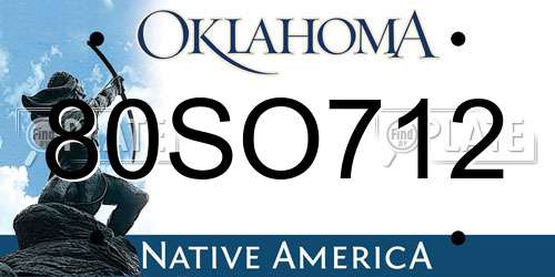 80SO712 Oklahoma License Plate