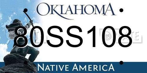 80SS108 Oklahoma License Plate