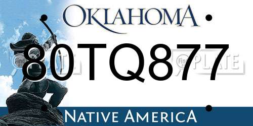 80TQ877 Oklahoma License Plate