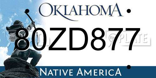 80ZD877 Oklahoma License Plate