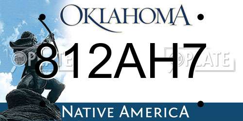 812AH7 Oklahoma License Plate