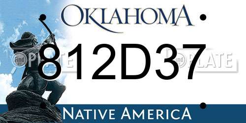 812D37 Oklahoma License Plate