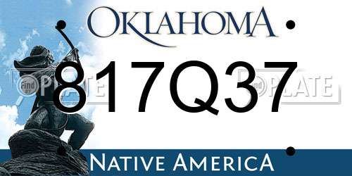 817Q37 Oklahoma License Plate