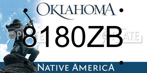 8180ZB Oklahoma License Plate