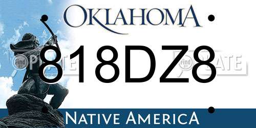 818DZ8 Oklahoma License Plate