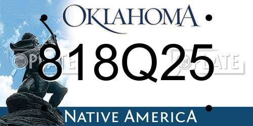 818Q25 Oklahoma License Plate