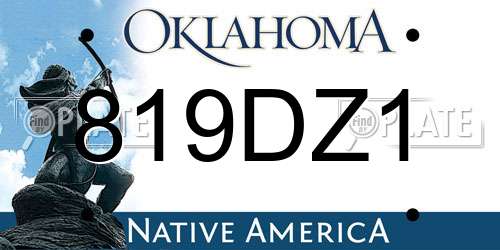 819DZ1 Oklahoma License Plate
