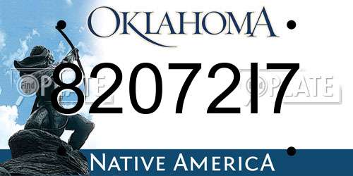 82072I7 Oklahoma License Plate