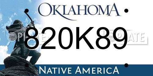 820K89 Oklahoma License Plate