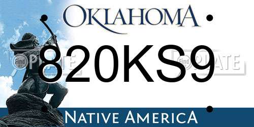 820KS9 Oklahoma License Plate