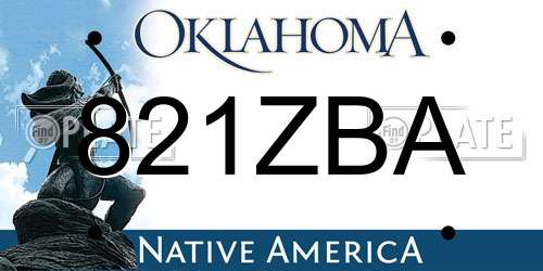 821ZBA Oklahoma License Plate