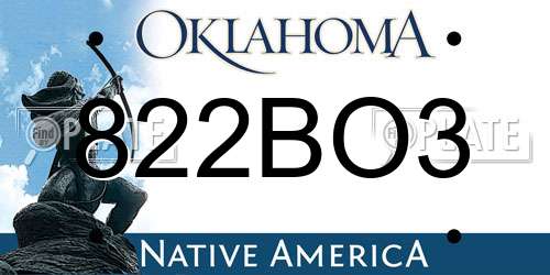 822BO3 Oklahoma License Plate