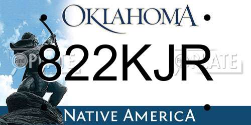 822KJR Oklahoma License Plate