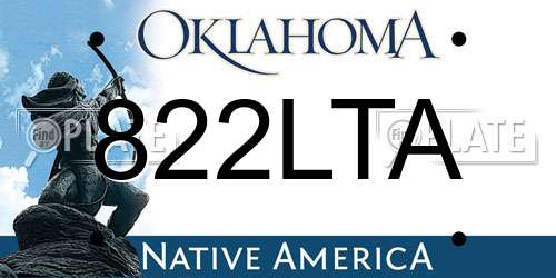 822LTA Oklahoma License Plate