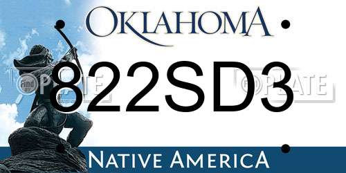 822SD3 Oklahoma License Plate