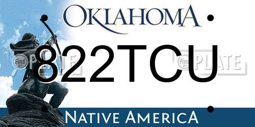 822TCU Oklahoma License Plate