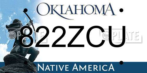 822ZCU Oklahoma License Plate