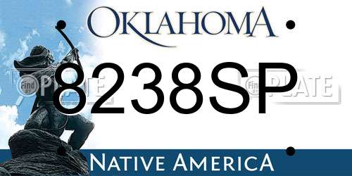 8238SP Oklahoma License Plate