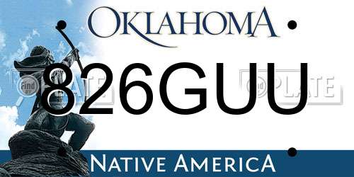 826GUU Oklahoma License Plate