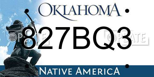 827BQ3 Oklahoma License Plate