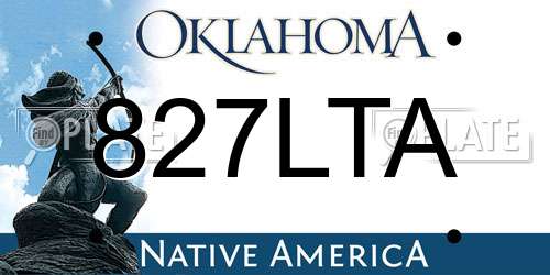 827LTA Oklahoma License Plate
