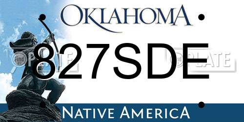827SDE Oklahoma License Plate