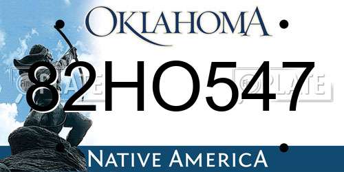 82HO547 Oklahoma License Plate