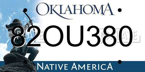 82OU380 Oklahoma License Plate