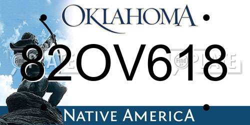 82OV618 Oklahoma License Plate